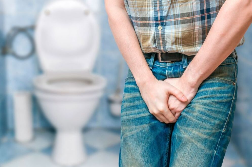 Prostatite in un uomo, accompagnata da dolore all'inguine e al perineo